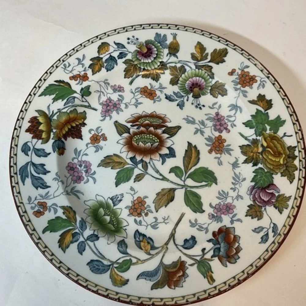 VTG‎ Wedgwood Tonquin Round Polychrome Floral Rare Early Antique Plate 10